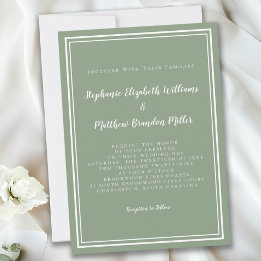 Invitation Simple moderne minimaliste Sage Vert Mariage chic