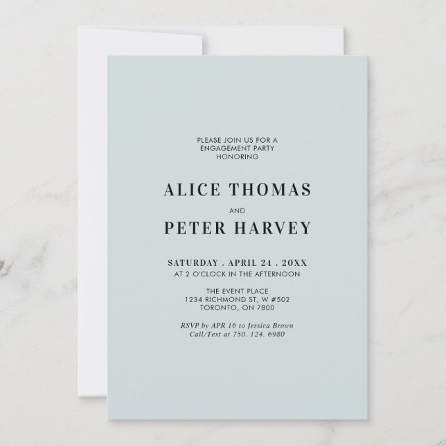 Invitation Simple moderne Monogramme Engagement Party Invitat (Devant)
