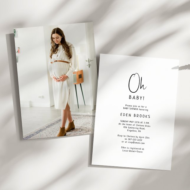 Invitation Simple moderne Neutral Oh Baby ! Baby shower photo (Créateur téléchargé)