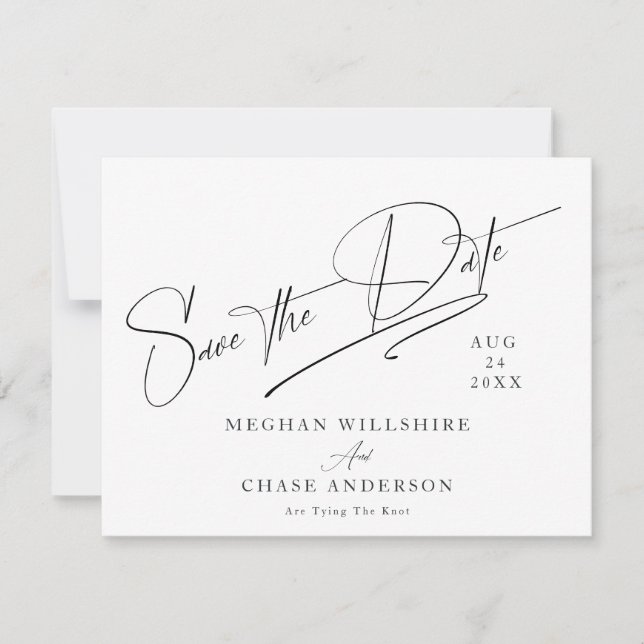 Invitation Simple moderne noir & blanc (Devant)