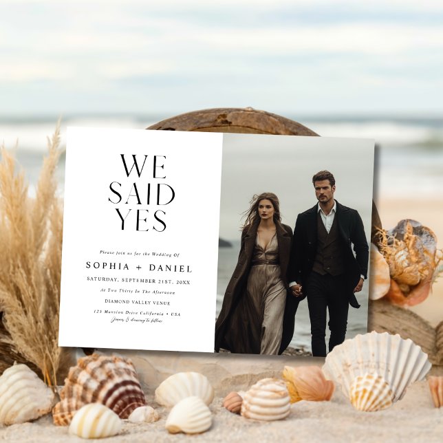 Invitation Simple Moderne Nous Avons Dit Oui Mariage Beach Ph (Créateur téléchargé)