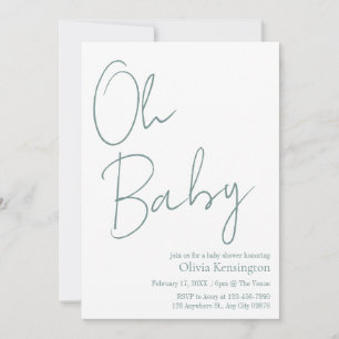 Invitation Simple moderne Oh Baby Sage Baby shower vert