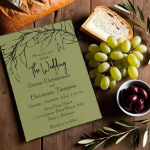 Simple moderne Olive Green Mariage de branche d'ol