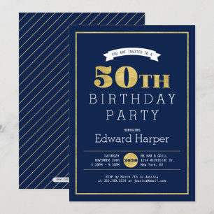 Invitation simple moderne or pour les 50 ans