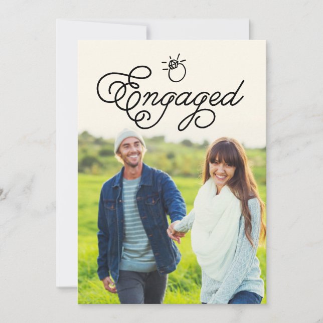Invitation Simple Moderne Partie de l'engagement photo pleine (Devant)