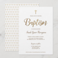 Simple moderne Pure White Gold Cross Girl Baptism