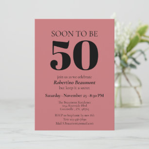 Invitation Simple moderne Red Surprise 50e anniversaire