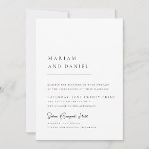 Invitation Simple Moderne Script de calligraphie Mariage blan