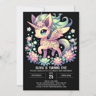 Invitation Simple moderne Unicorne numérique anniversaire