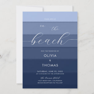 Invitation Simple moderne Vagues profondes Calligraphie Plage