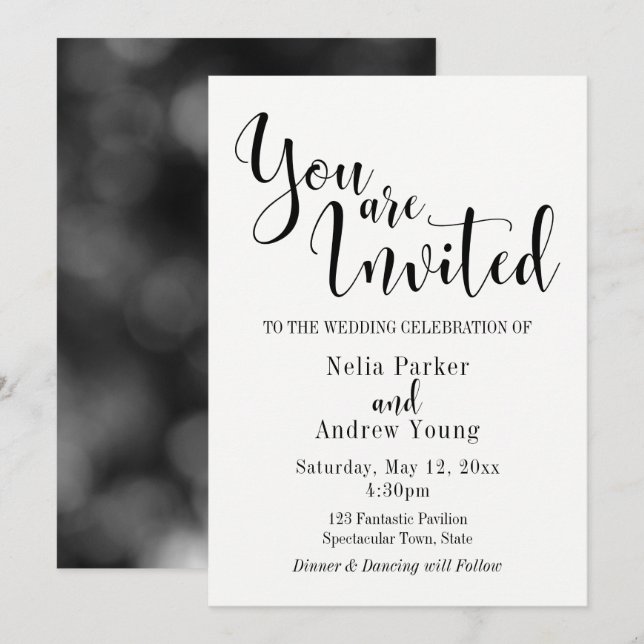 Invitation Simple, Moderne, Vous Êtes Invité Mariage De Typog (Devant / Derrière)