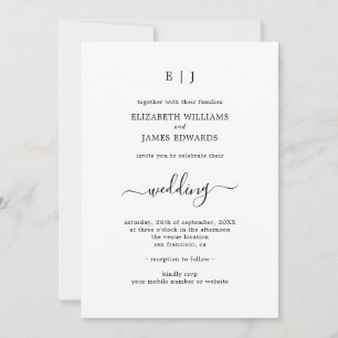 Invitation Simple Monogramme Classique Couple Tout En Un Mari