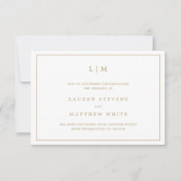 Simple Monogramme de Mariage Reporté en Or Antique