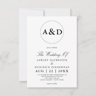 Invitation Simple Monogramme Lucia Script Mariage