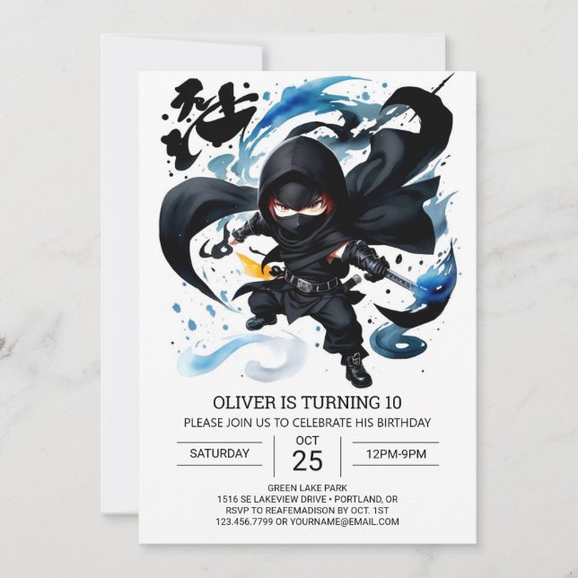 Invitation Simple Ninja Martial Arts (Devant)
