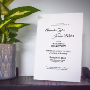 Invitation Simple Noir Blanc Calligraphie Réception de mariag