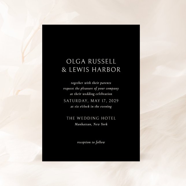 Invitation Simple Noir Mariage moderne (Créateur téléchargé)
