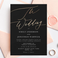 Simple Noir moderne Mariage de calligraphie or