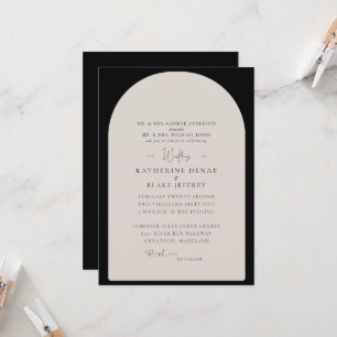 Invitation Simple Noir & Tan Géométrique Christian