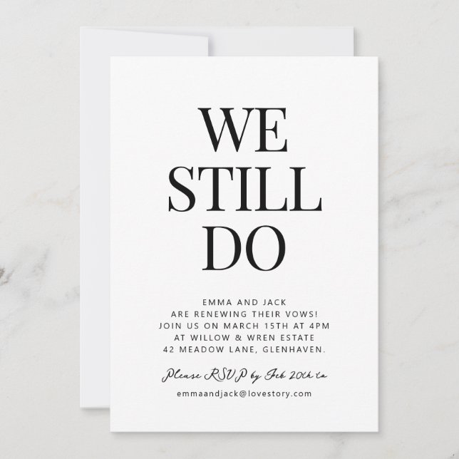 Invitation Simple, Nous Faisons Toujours Vow Renewal Card (Devant)