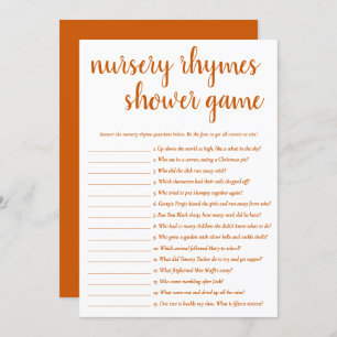 Invitation Simple Nursery Rhymes Automne Orange Game Card
