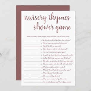 Invitation Simple Nursery Rhymes   Mauve Pink Game Card