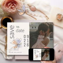 Simple papillon lunaire corail et violet