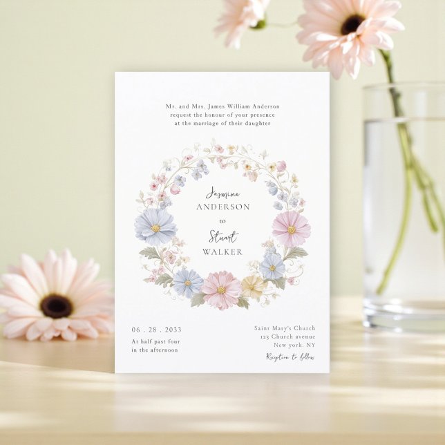 Invitation Simple pastel Floral Wedding website qr code  (Créateur téléchargé)