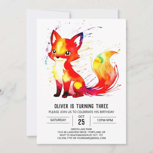 Invitation Simple personnalisable Fox Digital Boy Anniversair (Devant)