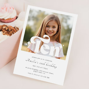 Invitation Simple Photo de Anniversaire Rétro Moderne Minimal