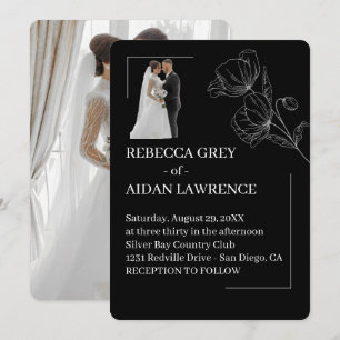 Invitation Simple Photo de mariage 2026 en superposition noir