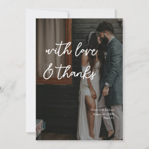 Invitation Simple Photo de mariage avec amour et remerciement