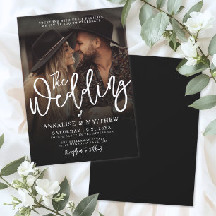 Invitation Simple Photo de mariage en surimpression noir et b