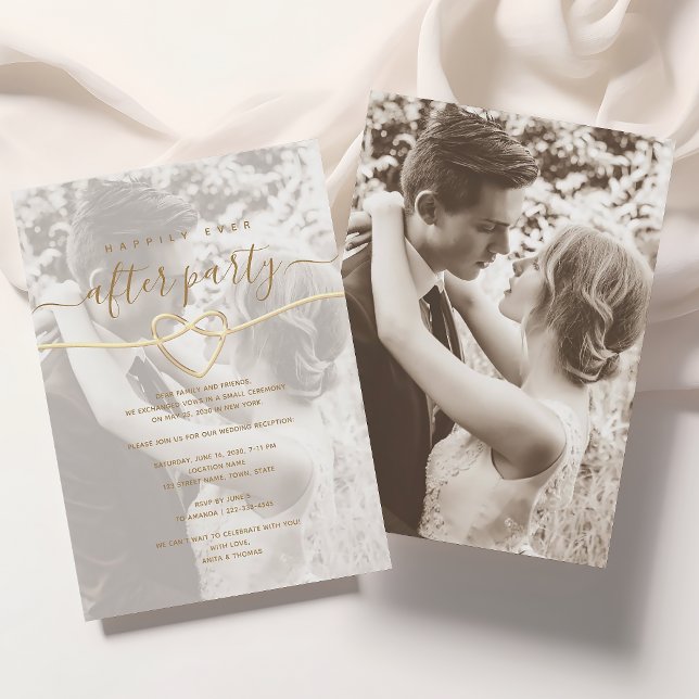 Invitation Simple Photo de réception de mariage Heureux Pour  (Créateur téléchargé)