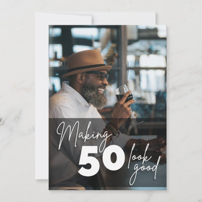 Invitation Simple photo du 50e anniversaire (Devant)