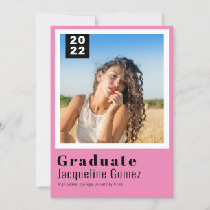 Invitation Simple Photo Graduation 2022 Party Pink