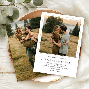 Invitation Simple photo moderne noir blanc Mariage classique