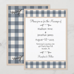 Invitation Simple Plaid En vichy Joli Mariage campagnard