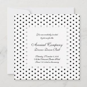 Invitation Simple Polka Dot noir et blanc Motif