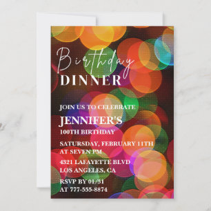 Invitation simple pour les 100 ans Dîner Confetti