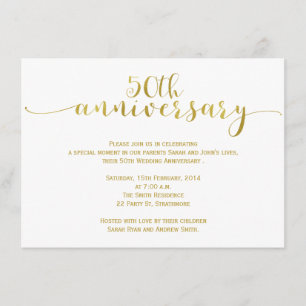 Invitation simple pour les 50 ans de mariage