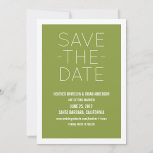 Invitation simple pour Sauvegarder la Date, Vert O