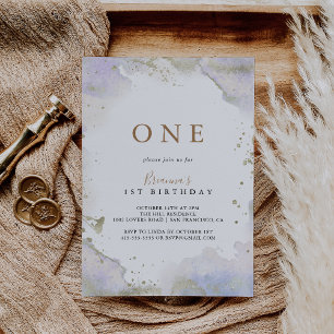 Invitation Simple Purple Minimaliste Premier anniversaire