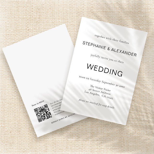 Invitation Simple QR Code Mariage noir blanc (Créateur téléchargé)
