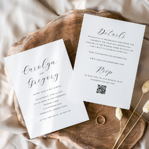 Invitation Simple QR de mariage minimaliste recto-verso