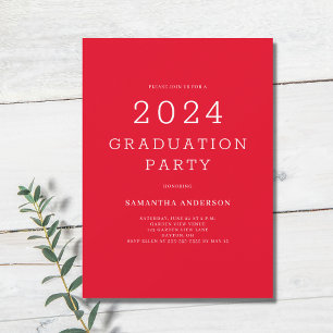 Invitation Simple Red Graduation Party