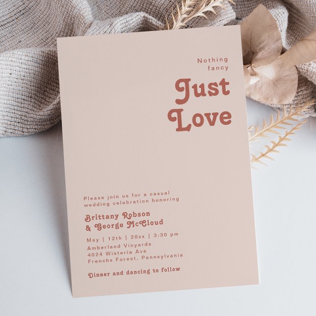 Invitation Simple Retro Vibe Blush Pink Rien De Mariage (Créateur téléchargé)
