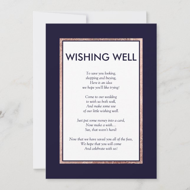 Invitation Simple Rose Gold Linked Marine Wishing well (Devant)