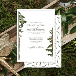 Invitation Simple Russe Mariage de forêt de pins verts