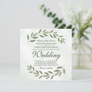 Invitation Simple Rustic Garden Feuilles Sage Green Mariage